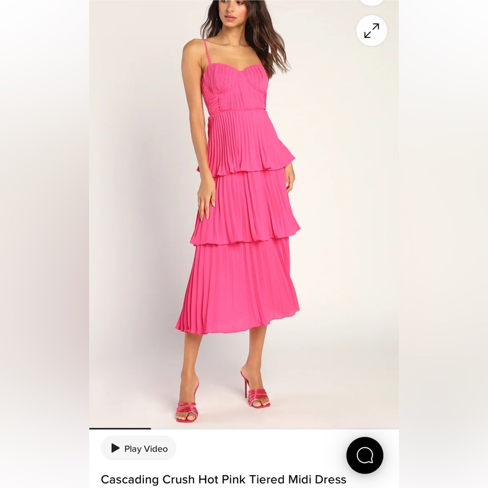 Cascading Crush Hot Pink Tiered Midi Dress